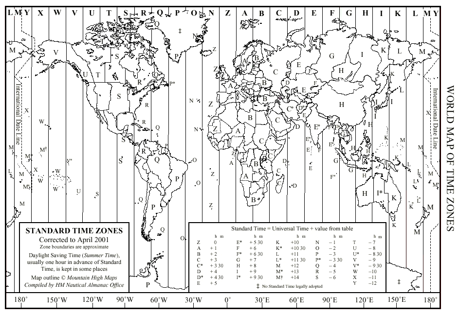 map of time zones of the world. sphere - universal time